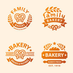 Bakery gold badge icon fashion modern style wheat vector retro food label design element isolated.