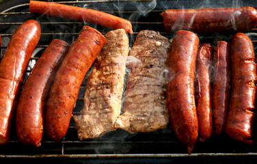 Barbecue grill sausages