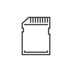 SD card line icon, outline vector sign, linear style pictogram isolated on white. Symbol, logo illustration. Editable stroke. Pixel perfect