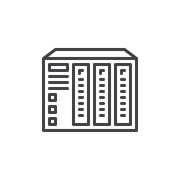 NAS server line icon, outline vector sign, linear style pictogram isolated on white. Symbol, logo illustration. Editable stroke. Pixel perfect