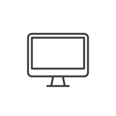 Monitor, desktop computer line icon, outline vector sign, linear style pictogram isolated on white. Symbol, logo illustration. Editable stroke. Pixel perfect