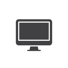 Monitor, desktop computer icon vector, filled flat sign, solid pictogram isolated on white. Symbol, logo illustration. Pixel perfect