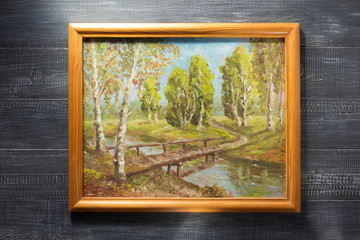 photo picture frame at wooden background