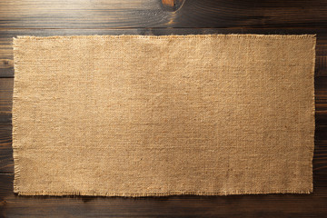 hessian burlap napkin on wood