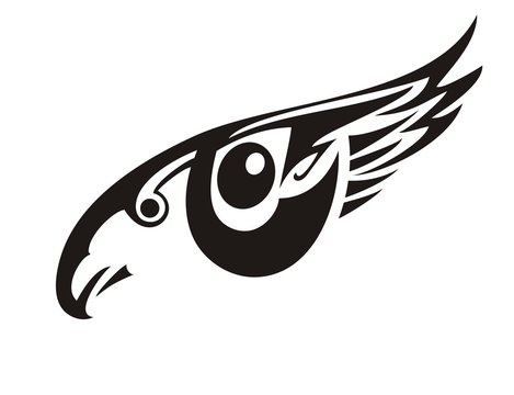 Stylized eye in the form of an eagle. Tribal fantastic eye symbol formed by the flying eagle