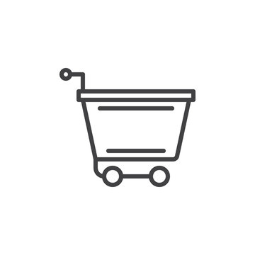 Shopping cart line icon, outline vector sign, linear style pictogram isolated on white. Symbol, logo illustration. Editable stroke. Pixel perfect