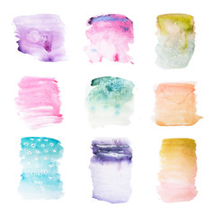 Colorful retro vintage abstract watercolour aquarelle art hand paint on white background