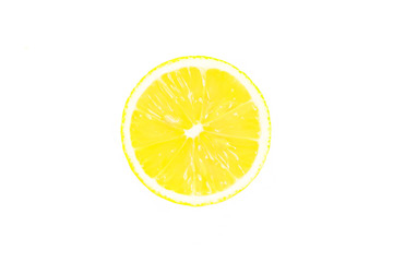 Lemon slice on a white background. Cut the fruit. Three citrus fruits. Bright fruits in a cut
