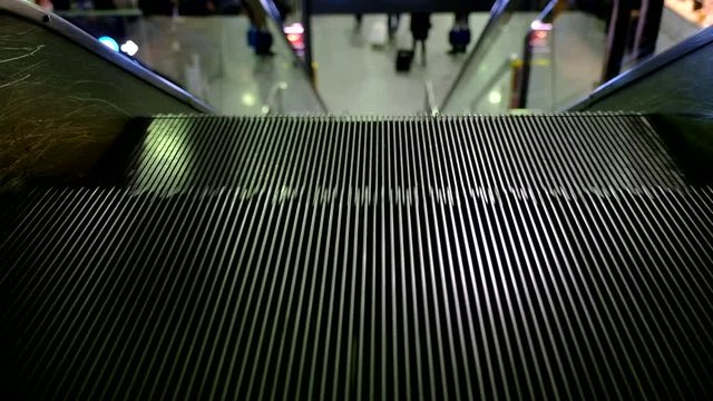 Moving escalator. Escalator in a public area