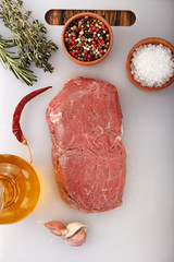 raw Steak with spices