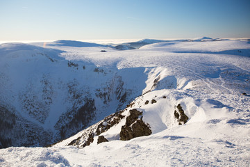 Karkonosze Krkonose from Sniezka Snezka, in winter.