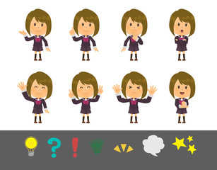 セーラー服の茶髪少女ポーズ8種