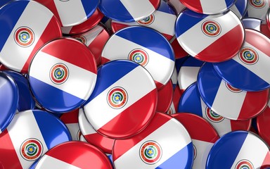 Paraguay Badges Background - Pile of paraguayan Flag Buttons.