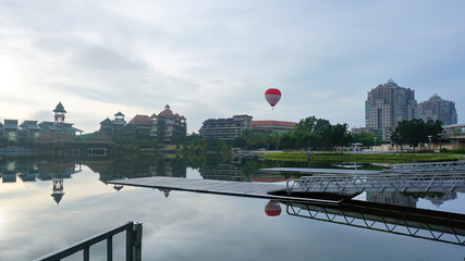 PUTRAJAYA, MALAYSIA - February 5, 2016: Pullman Putrajaya Lakeside sunrise time during Putrajaya, Malaysia.