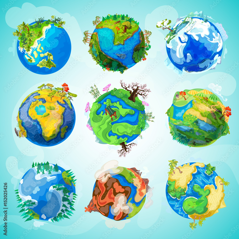 Poster colorful earth planet collection