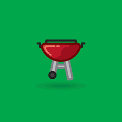 Vector icon on barbecue for picnic. Illustration of kettle barbecue