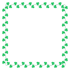 Shamrock border decoration for Saint Patrick’s Day. Clover leaf on vine vector illustration. 