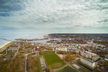 Fototapeta premium Aerial view of Liepaja city and surroundings, Latvia.