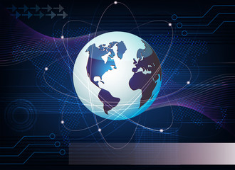 blue background with planet earth