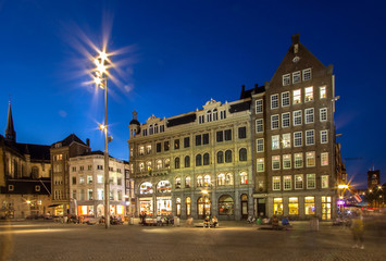 Fototapeta na wymiar Dam Square in Amsterdam at the Night