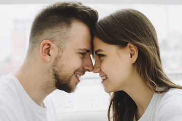 Attractive young couple on a date in a cafe