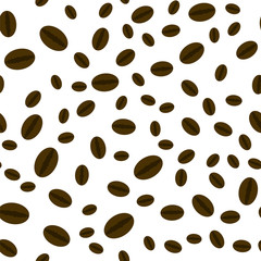 Coffee Beans Seamless Pattern on Brown Background