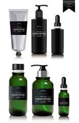 Realistic essential oil bottle and tube for cream