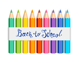 Back to school. Sticker with colorful pencils