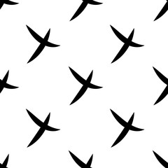 Seamless pattern of check mark icons simple on white background. Black cross. Vector illustration