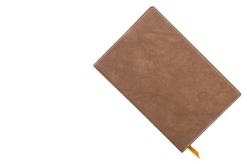 Brown cover notebook isolated on white background