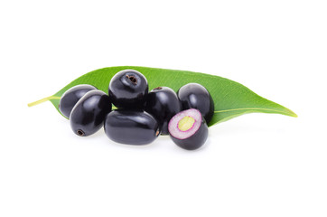 Jambolan plum or Java plum on white background