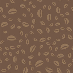 Coffee Beans Seamless Pattern on Brown Background