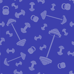 Metallic Dumbell Seamless Background. Sport Fitness Pattern