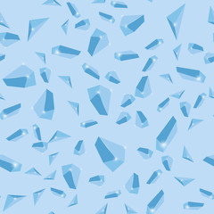 Sparkling Crystal Seamless Pattern on Blue Background