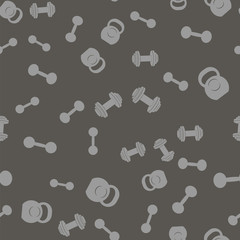 Metallic Dumbell Seamless Background. Sport Fitness Pattern