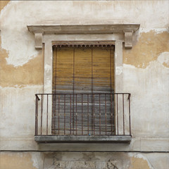 old and abandoned balcony with a blind in Borja town