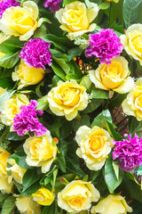 bouquet of yellow rose with carnations