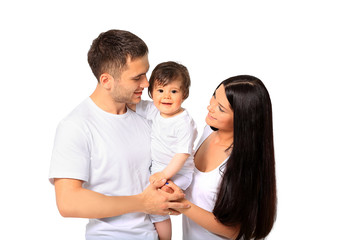 Fototapeta premium Young family isolated on white
