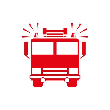 Fire Engine Icon Vector Illustration. Flat Design Style