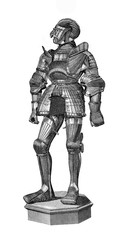 Medieval Milanese armor with curious visorless war helmet face shaped