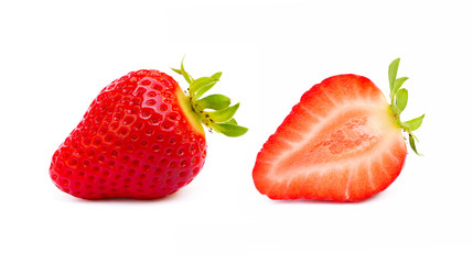 Fresh red strawberries isolated on a white background