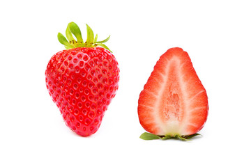 Fresh red strawberries isolated on a white background