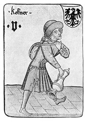 Medieval German playing card,the innkeeper