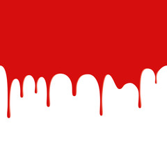 Abstract blob. Red paint dripping on white background