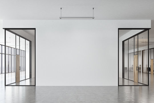 Office corridor, panoramic, front
