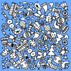 Doodle Christmas background. New Year