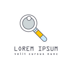 Logo with magnifier for search