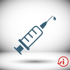Injection syringe flat icon vector for medical apps and websites