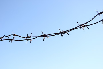 barbed wire on sky background