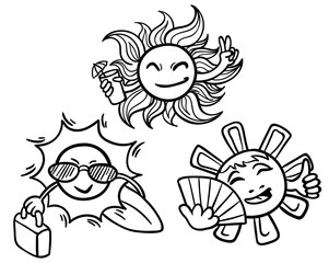 Fototapeta premium Doodle Monochrome Summer Vacation Concept